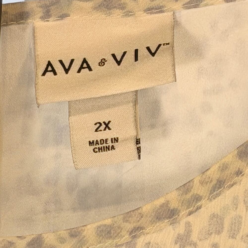 Ava & Viv Women’s Sheer Chiffon Overlay Flutter Leopard Pattern Blouse Size XL - Picture 8 of 9